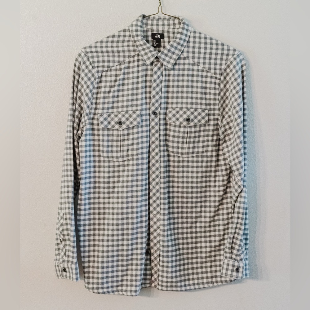 H&M Men's Black and White Plaid Shirt